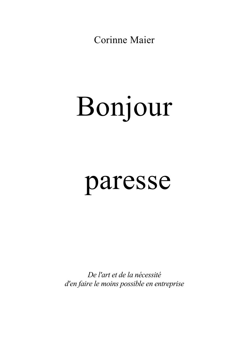 Bonjour Paresse
