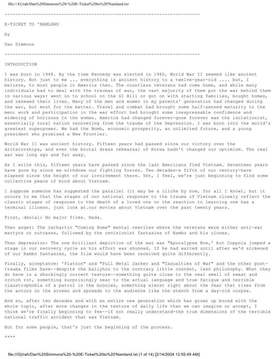 E-Ticket to 'Namland