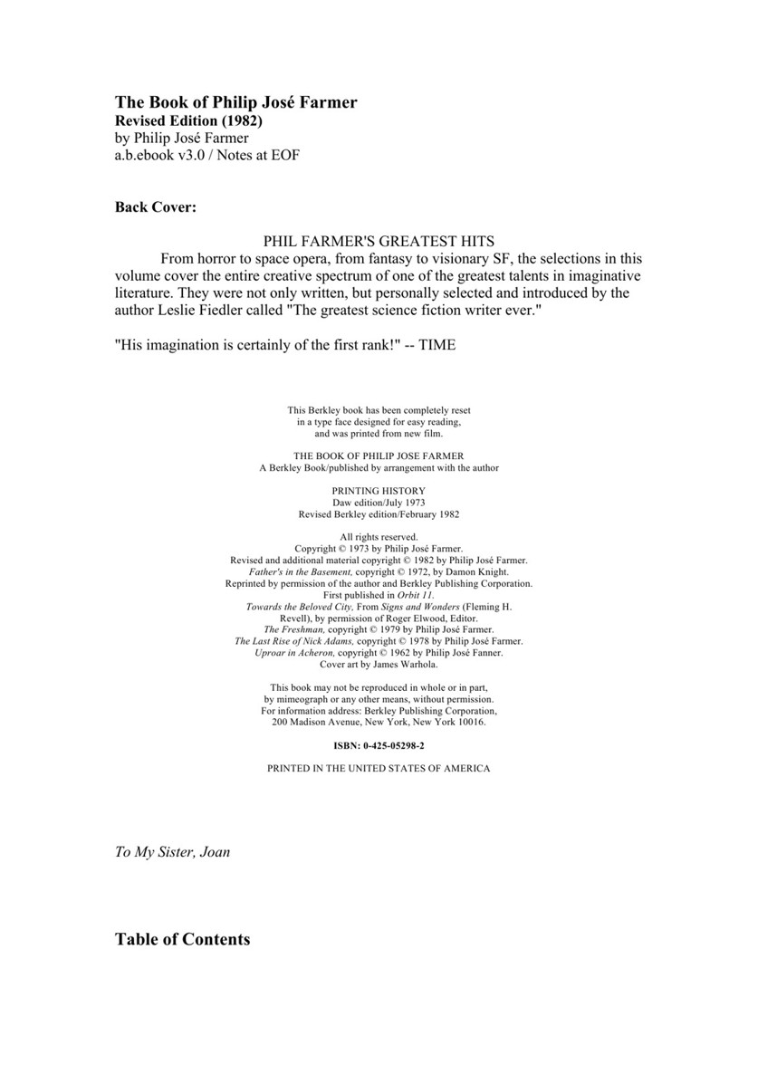 The Book of Philip Jose Farmer