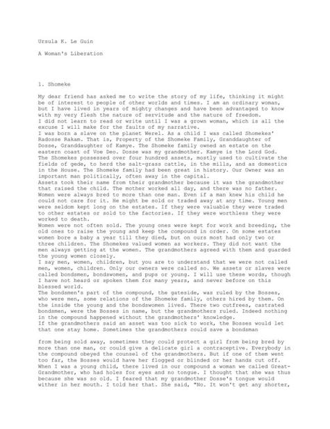 A Woman's Liberation