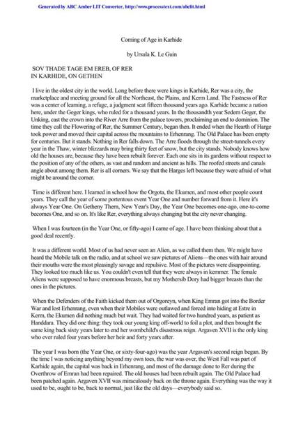 Coming of Age in Karhide