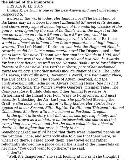 The Island of the Immortals