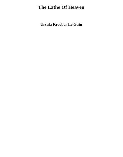 The Lathe of Heaven