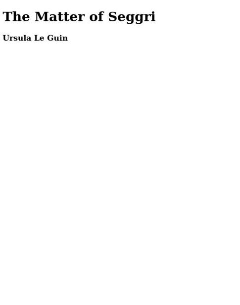 The Matter of Seggri